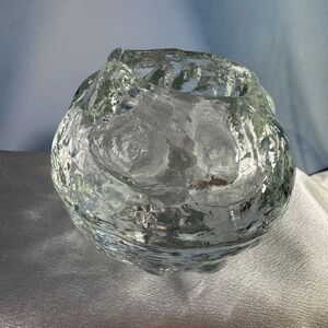 VTG Kosta Boda Snowball Votive Candle Holder Snowball Clear Textured MCM 70s